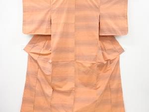 リサイクル　横段模様織り出し手織り節紬着物